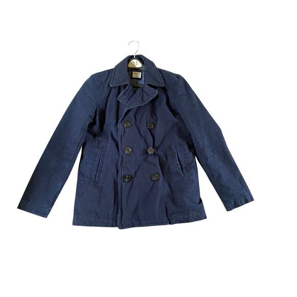 Womans Vintage GAP Navy Double Breasted Sunwash Canvas Jacket Small - Picture 1 of 7